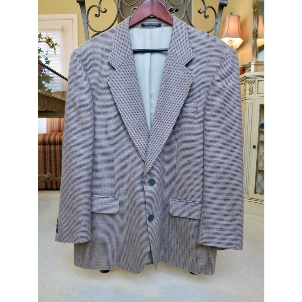 Vtg Sanlorenzo Houndstooth Blazer Sport Coat Made in Canada Size 40R